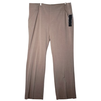 Daisy Fuentes Favorite Fit Dress Pants Women's Size 16 Tan Straight Leg Mid Rise