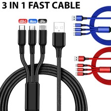 10 Pack 3in1 Fast Charging Cables 1.2M Braided,USB-C Micro-USB/Android