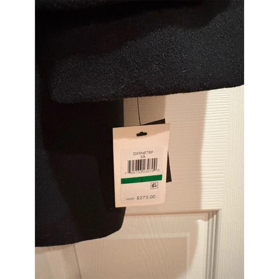 DKNY Men's Overcoat L Black Wool Blend Winter Warm Sherpa Collar NWT  Men’s L - Image 4 of 4