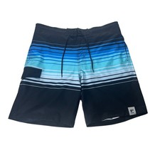 George Mens Board Shorts Swim Trunks Blue Striped 9 Inseam Size Large 36-38 NWT