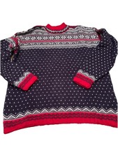 Vintage Lands End 100 Wool Nordic Winter Sweater Mens Size Large Fair Isle