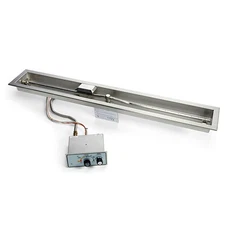 HPC Fire Push Button Flame Sensing Gas Fire Pit Kit, 24in. Trough, NG