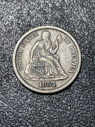 1864 S Seated Liberty Dime Full Liberty XF Details Obv Damage Strong S