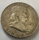 1952-D Benjamin Franklin Silver Half Dollar 90% Silver
