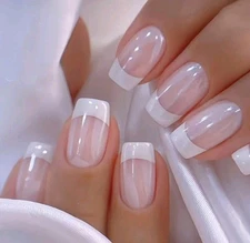 Press-On Nails Clear French Tipped Medium - Coffin Shaped Shiny