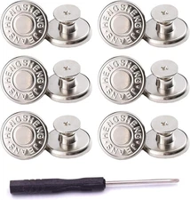 12 Sets Silver Jeans Buttons Replacement 17mm No 17 millimeters, 