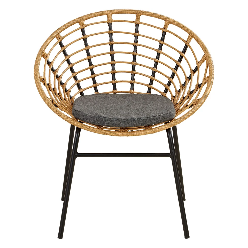 Gartenmöbel Set Poly Rattan Natur Lounge Metall Sitzgruppe 3 teilig Homestyle4u - Bild 4 von 4