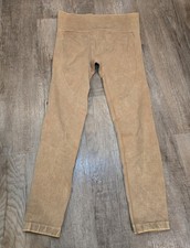 Joy Lab Leggings Womens Med Brown Textured High-Rise Pull On Stretch 7/8 Length