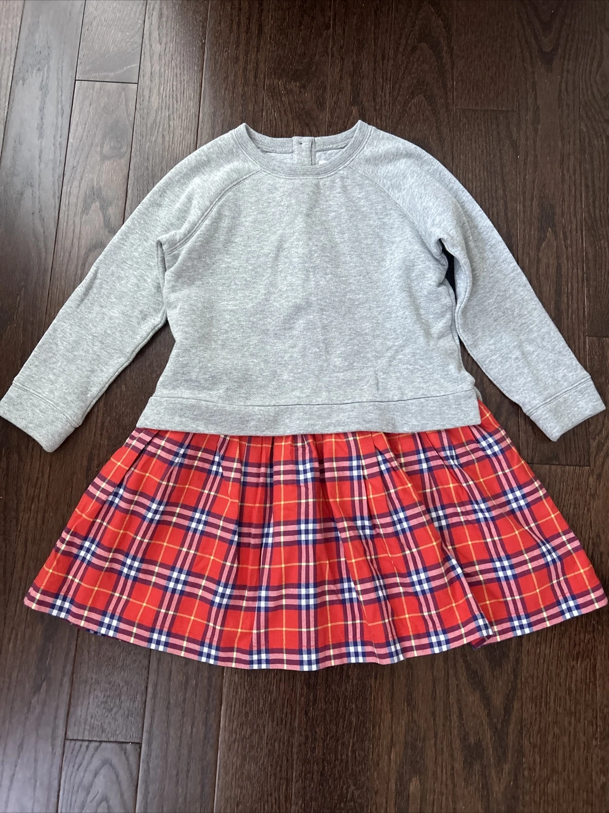 Felpa a quadretti Burberry ragazza abito rosso grigio ottime condizioni