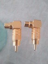 Pair of 90  Gold Coaxial Stereo RCA Angle Adapters
