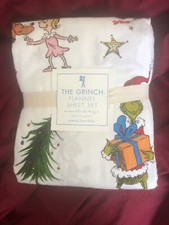 Pottery Barn Kids Dr. Seuss s The Grinch Max Flannel Sheet Set TWIN NWT NLA