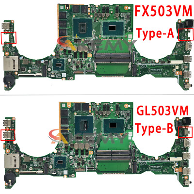 For ASUS GL503VM FX503VM FX63V S5AM Mainboard I5-7300HQ I7-7700HQ GTX1060