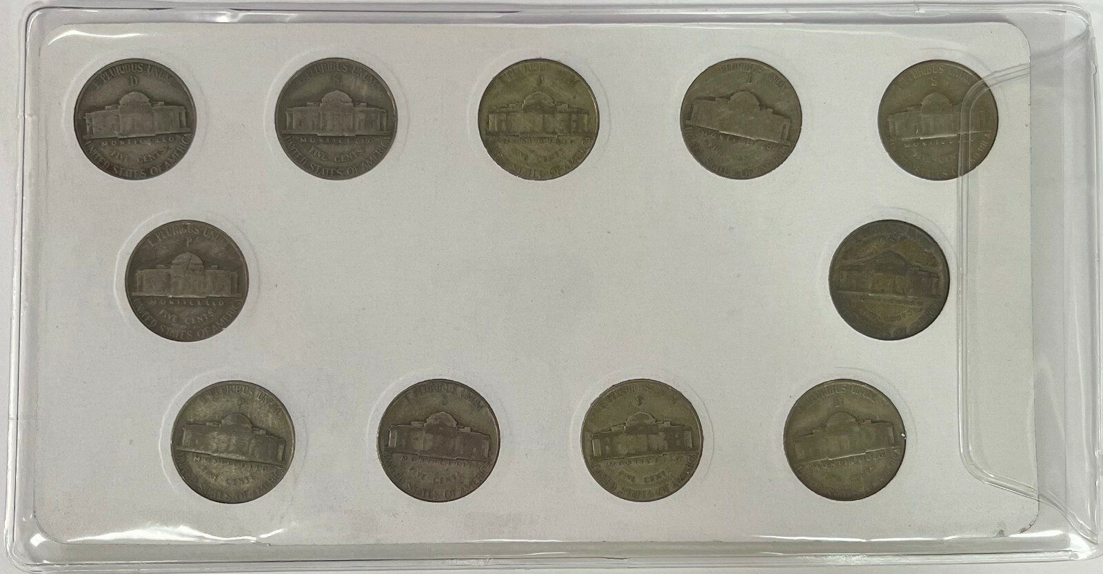 1942 1945 P D S 35 Silver Wartime Nickel 11 Coin Circulated Complete