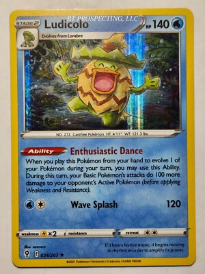 2021 Sword & Shield Evolving Skies Ludicolo 34/203 Holo