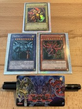 Yu-Gi-Oh! Götterkarten Set Obelisk Slifer Ra Holo UltraRare + 3D Holo Membercard