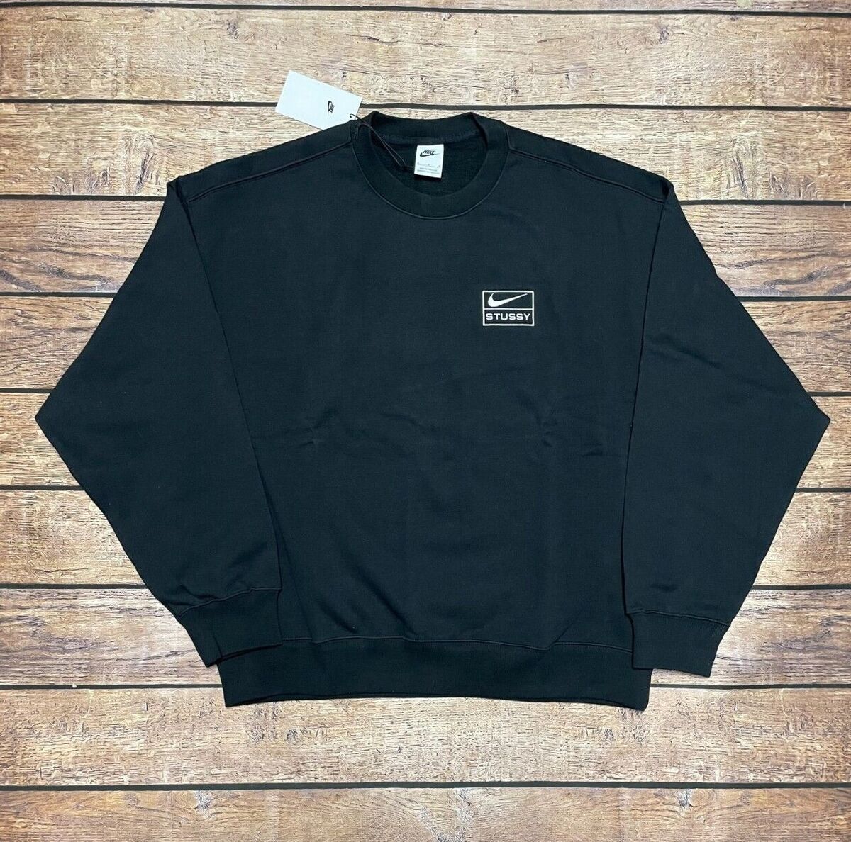 Nike x Stussy Fleece Crewneck Sweatshirt Black Crew Size S Nike x Stussy Fleece Crewneck Sweatshirt Black Crew Size S