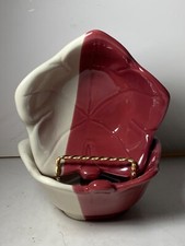 Set-of 2 Cranberry & Ivory Floral Stoneware Bowls 5 in.
