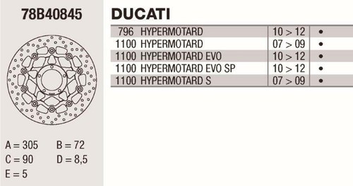 Discs Brembo Ducati Hypermotard 796 2012 Brake Floating Pair Front Motorcycle - Picture 2 of 3