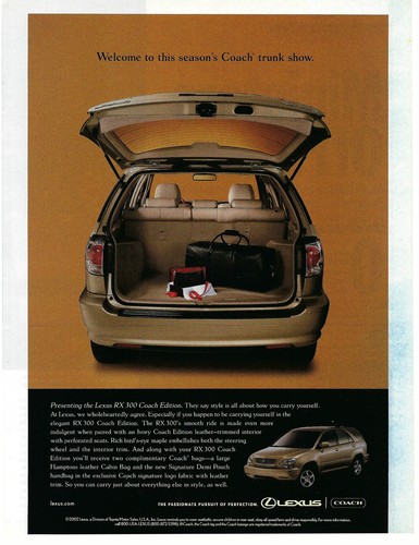 2002 Lexus RX 300 Coach Edition Leather Interior Vintage Mag Print Ad/Poster