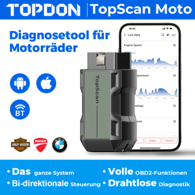 2025 Neu TOPDON TopScan Moto OBD2 Motorrad Diagnosegerät Scanner Bluetooth DHL