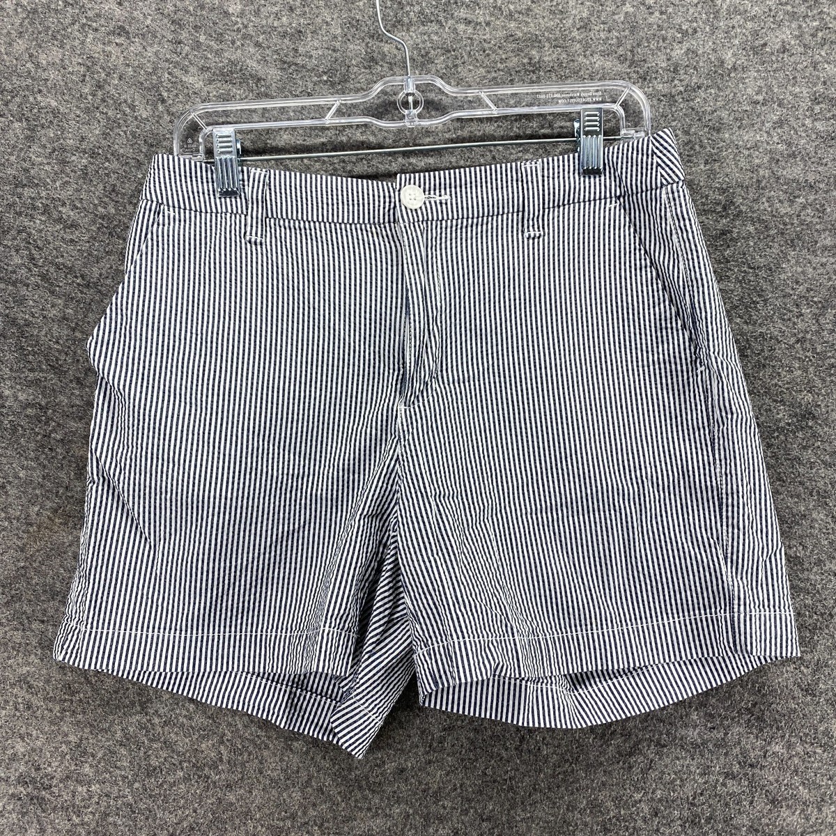 【日本入手困難】Striped chambray bermudas ブラジャー Unbranded Shorts Women 8 Black Striped High Rise Flat Front