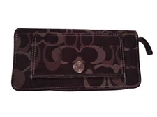 Authentic Coach Black Accordion Zip Organizer Wallet