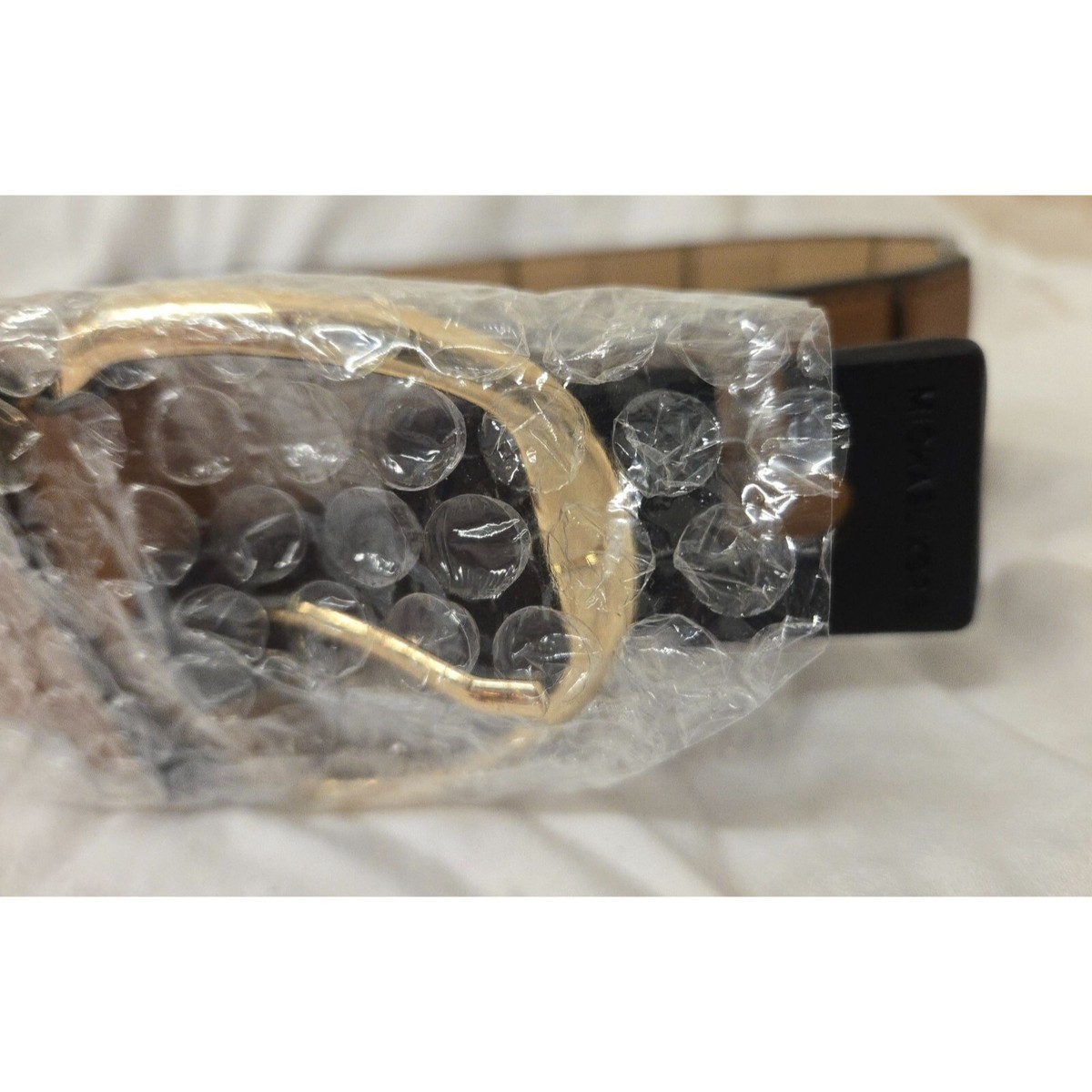 NEW Michael Kors Woven Brown Leather Stretch Belt Size Small  display picture 2