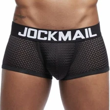 Jockmail Mens Sexy Mesh Boxer Briefs Soft Trunks Breathable Underwear M-2XL NEW