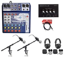  2 Person Podcasting Podcast Bundle w/Soundcraft Mixer Headphones Mic Boom Arm