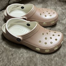 Crocs Classic Clog Light Pink Metallic Shoes 205831 Mens Size 6 Womens Size 8