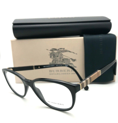 New BURBERRY Eyeglasses B 2172 3001 52-16 140 Black & Gold Frames