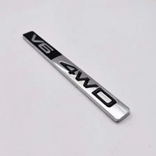 1X V6 4WD Car Side Fender Rear Trunk Emblem Badge Decals （Chrome black）