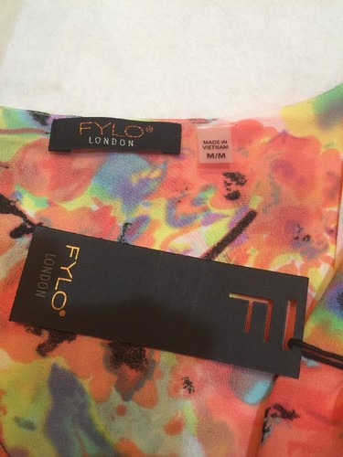 FYLO London Sleeveless Top Floral Print Draped Top Blouse Womens Size M - Picture 9 of 10