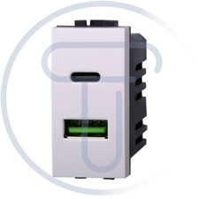 Module de prise double USB 2.0 type A et USB 3.1 type C, 5Vdc 3.1A, blanc Vivre