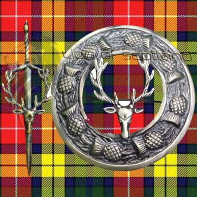Schottischer Kilt Fly karierte Nadel Brosche Hirschkopf 3 Zoll antike keltische Highland Pins 4 Zoll