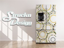 Circle Pattern Green Yellow Dot Design Fridge Freezer Wrap Side Door Vinyl Decal