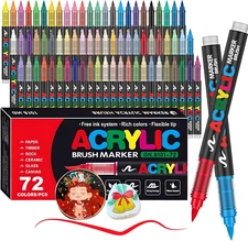 72 Colors Acrylic Paint Markers, Soft Brush Tip Pens and Markers, Acrylic Paint