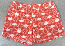 Old Navy Girls Size 14 Chino Shorts Coral  White Flowers Cotton Pockets Pre-Own