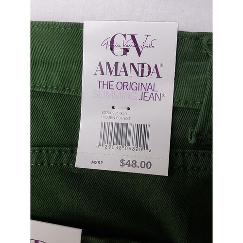 Gloria Vanderbilt Jeans Womens 12 Green Amanda Twill Straight-Leg Slimming NWT - Picture 5 of 10