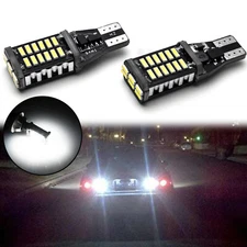 2x White Error Free T15 LED Bulbs For Euro Car Back up Reverse Lights 912 921