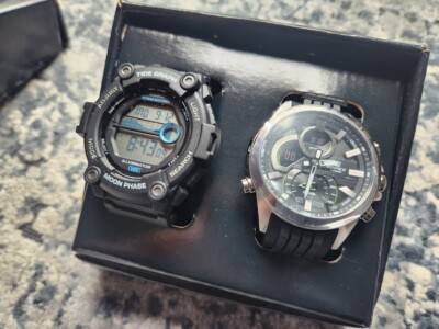Casio Men's Watch Edifice Black Bluetooth ECB30P-1A + WS1300H-1A - 2 Watch SET!