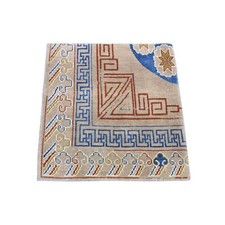 2'2" x 2'2" Beige Zero Pile Pure Wool Hand Knotted Sample Fragment Rug R80421