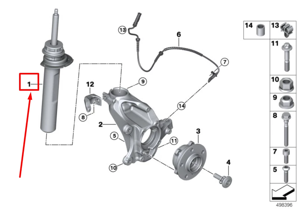 NEW BMW 2 F45 FRONT RIGHT SHOCK ABSORBER 6887334 31306887334  