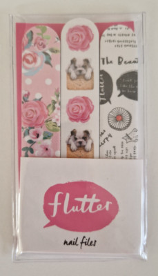 Flatter Nagelfeilen 3er Pack toller Strumpffüller Neu Blumen Hund rosa Design