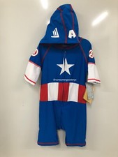 Disney Captain America Wetsuit Kids Rashguard Swimwear Boy Hero Swimsuit Sz 4