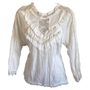 Steampunk Cream Blouse In Cotton Lace By Busk Long Sleeves Back Fastening Ebay