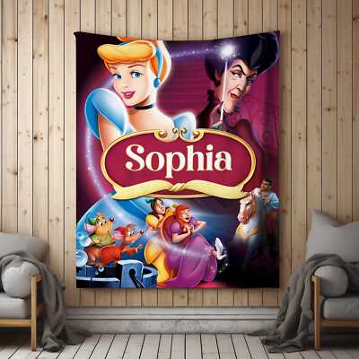 Personalized Disney Princess Cinderella Blanket/Custom Name Baby Girl