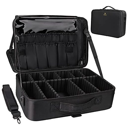 Makeup Case Makeup Bag Professional Train Case 16.5 inches Travel Large Black