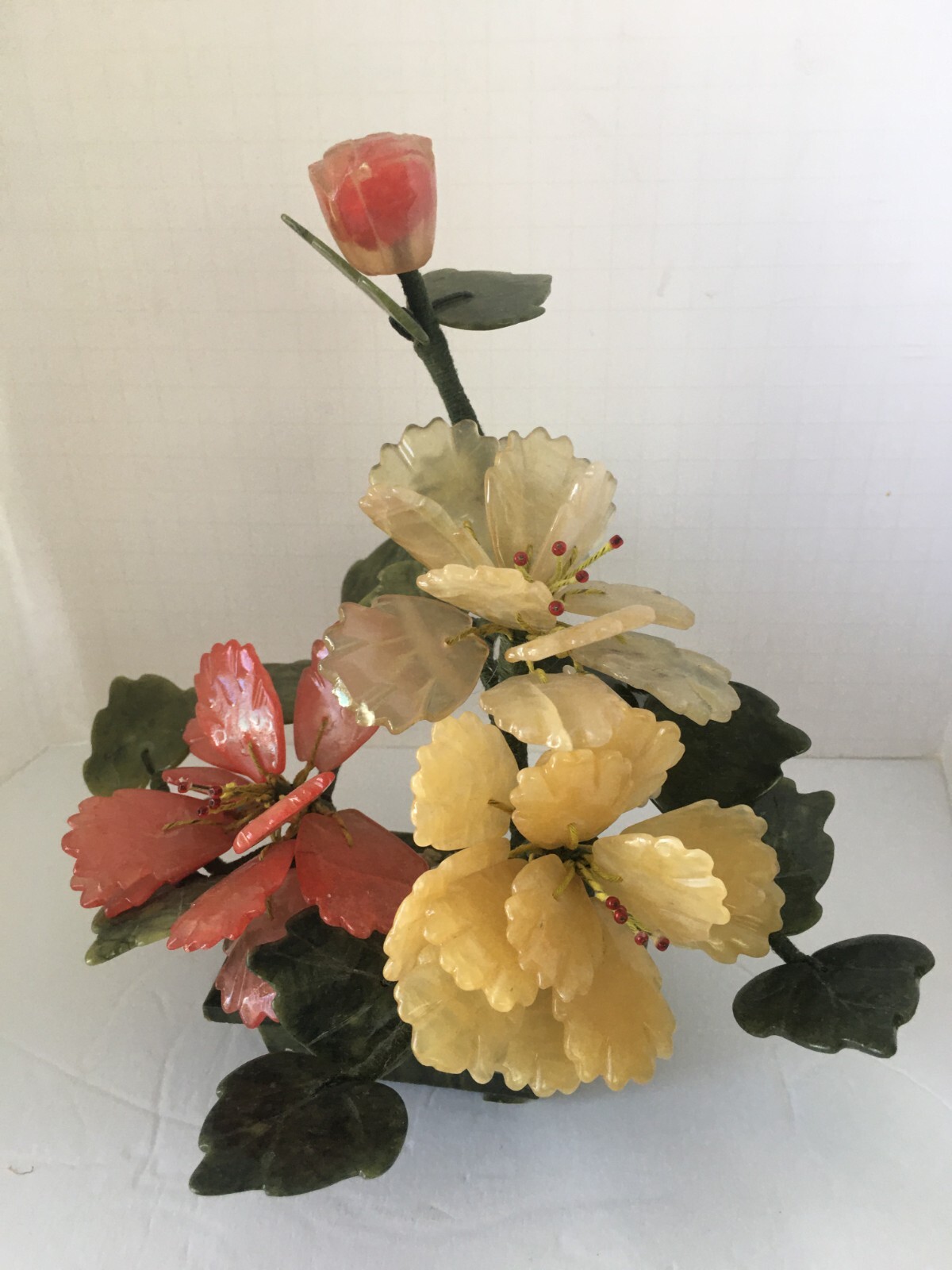 9.5 Inch Vintage Jadeite Bonsai Planter with Asian Floral Design MCM Style