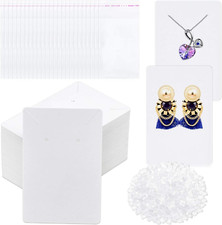 400 White Earring Cards with Display Bags and Backs for Jewelry Packaging